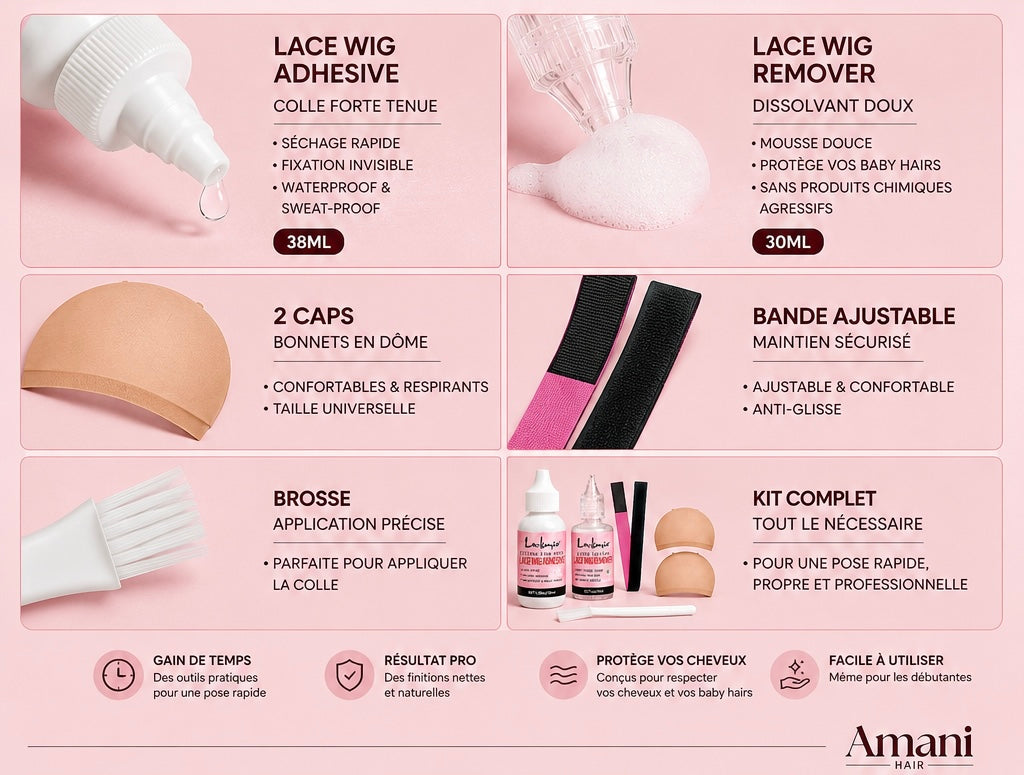 Set d’Accessoires Complet pour Pose de Perruque