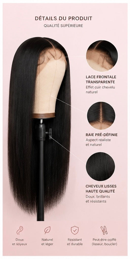 Perruque Noire Lisse