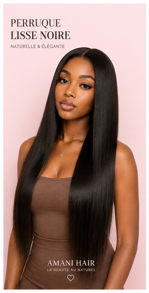 Perruque Noire Lisse